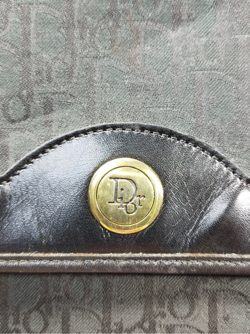 Dior Black Monogram Tote with Gold Plaque - Picture 11 of 13